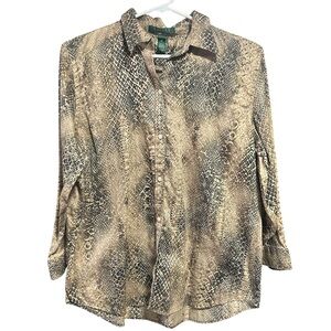 Lauren Ralph Lauren Black and Tan Snake Print Top